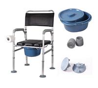 Chaise percée pliante for personnes âgées et siège de toilette rembourré, chaise percée mobile en alliage d'aluminium, for personnes âgées et handicapées