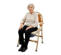 Chaise percée pliante pour personnes âgées avec seau de toilette, hauteur réglable jusqu'à 150 kg, en alliage d'aluminium de couleur bois, idéale pour la salle de bain et la maison de soins avec