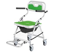 Chaise percée pliante pour toilettes - Tabouret de bain portable pour adultes et personnes âgées avec poignées et roulettes