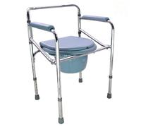 Chaise percée pliante réglable en hauteur avec accoudoirs et siège rembourré, solution portable pour douche et toilettes de chevet pour personnes âgées et soutien à la mobilité réduite