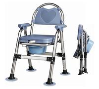 Chaise percée portable - Hauteur réglable - Toilettes de chevet avec siège rembourré et seau amovible, design pliable pouvant supporter jusqu'à 200 kg pour les soins à domicile