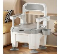 Chaise percée Portable pour Adultes siège de Toilette de Chevet avec poignées Support Robuste et antidérapant Pot pour Personnes âgées et handicapées