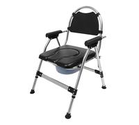 Chaise percée pour personnes âgées, 150 kg, pliable, hauteur et largeur réglables, avec assise rembourrée, seau, accoudoir, chaise de douche, antidérapante, pour adultes