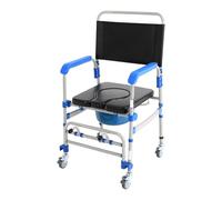 Chaise percée pour personnes âgées - Chaise percée pliable avec roulettes - Charge maximale de 125 kg et 4 roulettes de frein - Hauteur réglable (41-49 cm) - Pour personnes âgées et personnes à