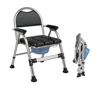 Chaise percée pour personnes âgées, hauteur réglable, avec seau de toilette, tabouret de douche pliable avec accoudoirs et dossier, jusqu'à 200 kg, pour les personnes handicapées et les femmes