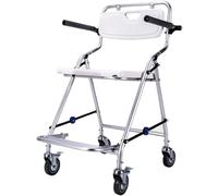 Chaise Percée pour Salle De Bain Et Douche avec Accoudoirs Et roulettes - Tabouret Pliable Et Portable pour Personnes Handicapées, Âgées Et Blessées