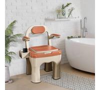 Chaise percée réglable en hauteur pour personnes âgées, toilettes portables faciles à assembler avec embouts en caoutchouc antidérapants et seau amovible, supporte jusqu'à 300 kg