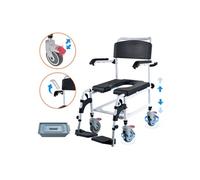 Chaise Percée Siège de Toilette avec 4 Roues Verrouillables Capacité 158,8kg