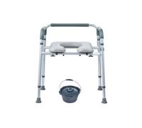 VEVOR Chaise Percée, Chaise de Nuit avec Siège Rembourré et Accoudoirs, Hauteur Réglable sur 7 Niveaux, Seau Amovible de 5,8 L, Facile à Assembler, Capacité de 158,5 kg, Siège de Toilette Surélevé