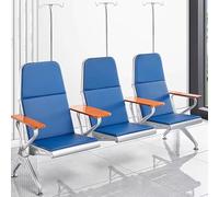 Chaise Perfusion 3 Places Avec 3 Perches IV, Charge De 500 Kg, Dossier Ergonomique Et Accoudoirs En Bois, Chaises De Salle D'attente D'hôpital, For Public Et Clinique(Blue)