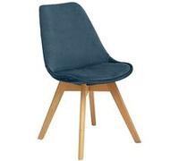 Chaise ""Baya"" pieds hêtre velours bleu canard - Atmosphera createur d'interieur