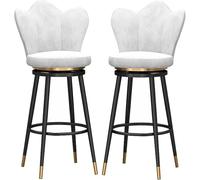 Chaise pivotant Les tabourets comptoir Barre Forme pétale avec Un Repose-Pieds des Jambes en métal Noir pour Salle Manger du Bar à la Maison de pub (White-2ps, 75 cm)
