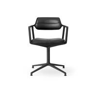 Chaise Pivotante 453 avec Patins Noir et Cuir Noir