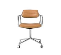 Chaise pivotante 453 avec roulettes, Aluminium/camel/cuir
