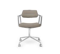 Chaise Pivotante 453 avec Roulettes , Aluminium et Textile Sable Foncé