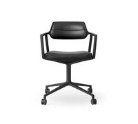 Chaise Pivotante à Roulettes 453 , Noir/cuir Noir