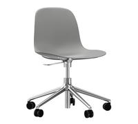 Normann Copenhagen Chaise pivotante à roulettes Form 5W Gaslift gris structure aluminium