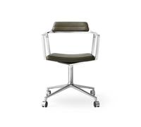 Chaise Pivotante à Roulettes Vipp 452 en Aluminium/ Vert Bosco