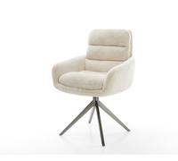 Chaise-pivotante Abelia-Flex avec accoudoirs peluche crème-blanc pied croisé large grafiete pivotement sur 360° fonction bascule