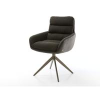 Chaise-pivotante Abelia-Flex avec accoudoirs tissu mixte noir pied croisé large aspect titane pivotement sur 360° fonction bascule