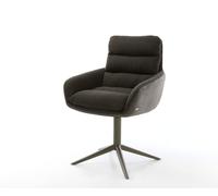 Chaise-pivotante Abelia-Flex avec accoudoirs tissu mixte noir pied de chaise 4 branches aspect titane pivotement sur 360° fonction bascule