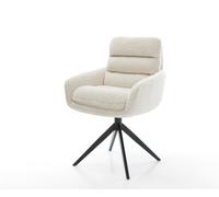 Chaise-pivotante Abelia-Flex avec accoudoirs tissu teddy beige pied croisé large noir pivotement sur 360° fonction bascule