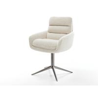 Chaise-pivotante Abelia-Flex avec accoudoirs tissu teddy beige pied de chaise 4 branches grafiete pivotement sur 360° fonction bascule