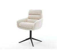 Chaise-pivotante Abelia-Flex avec accoudoirs tissu teddy beige pied de chaise 4 branches noir pivotement sur 360° fonction bascule