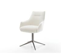 Chaise-pivotante Alja-Flex avec accoudoirs bouclé doux beige pied de chaise 4 branches grafiete pivotement sur 360° fonction bascule resorts ensachés