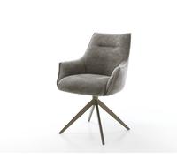 Chaise-pivotante Alja-Flex avec accoudoirs bou oux couleur boue pied croisé large aspect titane pivotement sur 360° fonction bascule resorts ensachés