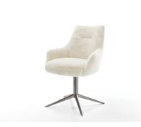 Chaise-pivotante Alja-Flex avec accoudoirs peluche crème-blanc pied de chaise 4 branches grafiete pivotement sur 360° fonction bascule resorts ensachés