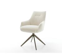 Chaise-pivotante Alja-Flex avec accoudoirs tissu teddy beige pied croisé large aspect titane pivotement sur 360° fonction bascule resorts ensachés