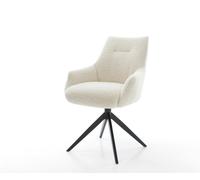 Chaise-pivotante Alja-Flex avec accoudoirs tissu teddy beige pied croisé large noir pivotement sur 360° fonction bascule resorts ensachés