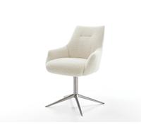 Chaise-pivotante Alja-Flex avec accoudoirs tissu teddy beige pied de chaise 4 branches acier inoxydable pivotement sur 360° fonction bascule resorts ensachés