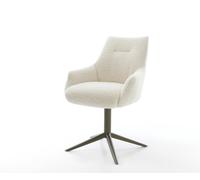 Chaise-pivotante Alja-Flex avec accoudoirs tissu teddy beige pied de chaise 4 branches aspect titane pivotement sur 360° fonction bascule resorts ensachés