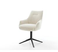 Chaise-pivotante Alja-Flex avec accoudoirs tissu teddy beige pied de chaise 4 branches noir pivotement sur 360° fonction bascule resorts ensachés