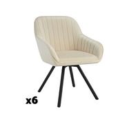 tectake® Lot de 6 Chaises de Salle à Manger Pivotantes Modernes Fauteuil Salon Velours Chaise Rembourrée Confortable Chaise Design Meuble Salon pour Salle à Manger, Salon, Coiffeuse, Chambre, Cuisine