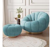 Chaise pivotante avec ottomane - Moderne - Rotation à 360 degrés - Chaise confortable pour chambre à coucher ou salle de lecture - Pour se détendre et se détendre