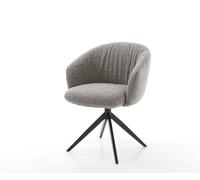 Chaise-pivotante Caja-Flex bouclé gris argenté pied croisé large noir pivotement sur 360° fonction bascule ressorts ensachés