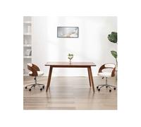 Vidaxl Chaise Pivotante De Bureau Blanc Bois Courbé Et Similicuir Blanc