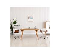 Chaise pivotante de bureau Blanc Bois courbé et similicuir3054831