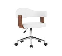 vidaXL Chaise pivotante de bureau siège ergonomique en similicuir blanc bois courbé