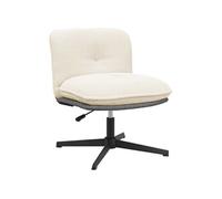 Chaise pivotante de bureau crème bouclé comme de la laine tissu