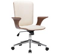 Chaise Pivotante De Bureau Crème Similicuir Et Bois Courbé - Vidaxl Beige