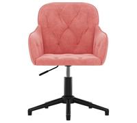 Chaise pivotante de bureau en velours - CLARENCE - Rose - 56x61,5x(72-80) cm - Pivotement à 360 degrés
