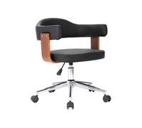 Chaise pivotante de bureau Noir Bois courbé et similicuir Noir G