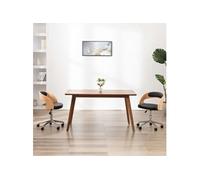 Chaise pivotante de bureau Noir Bois courbé et similicuir3054845