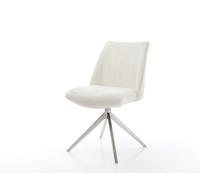 Chaise-pivotante Elso-Flex bouclé blanc pied croisé large acier inoxydable brossé pivotement sur 360° fonction bascule ressorts ensachés