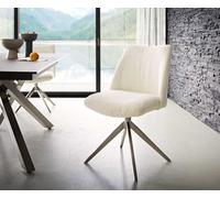 Chaise-pivotante Elso-Flex bouclé blanc pied croisé large acier inoxydable brossé pivotement sur 360° ressorts ensachés