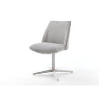 Chaise-pivotante Elso-Flex côtelé gris argenté pied de chaise 4 branches acier inoxydable brossé pivotement sur 360° ressorts ensachés